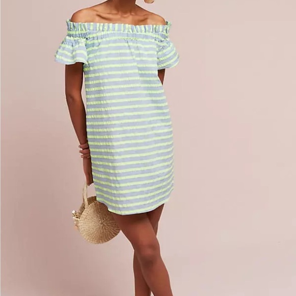 Anthropologie Bayside Off-The-Shoulder Dress Corey Lynn Calter medium Petite - Picture 2 of 7